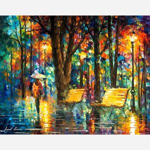 alley by the lake, alley by the lake Leonid Afremov, Leonid Afremov alley by the lake